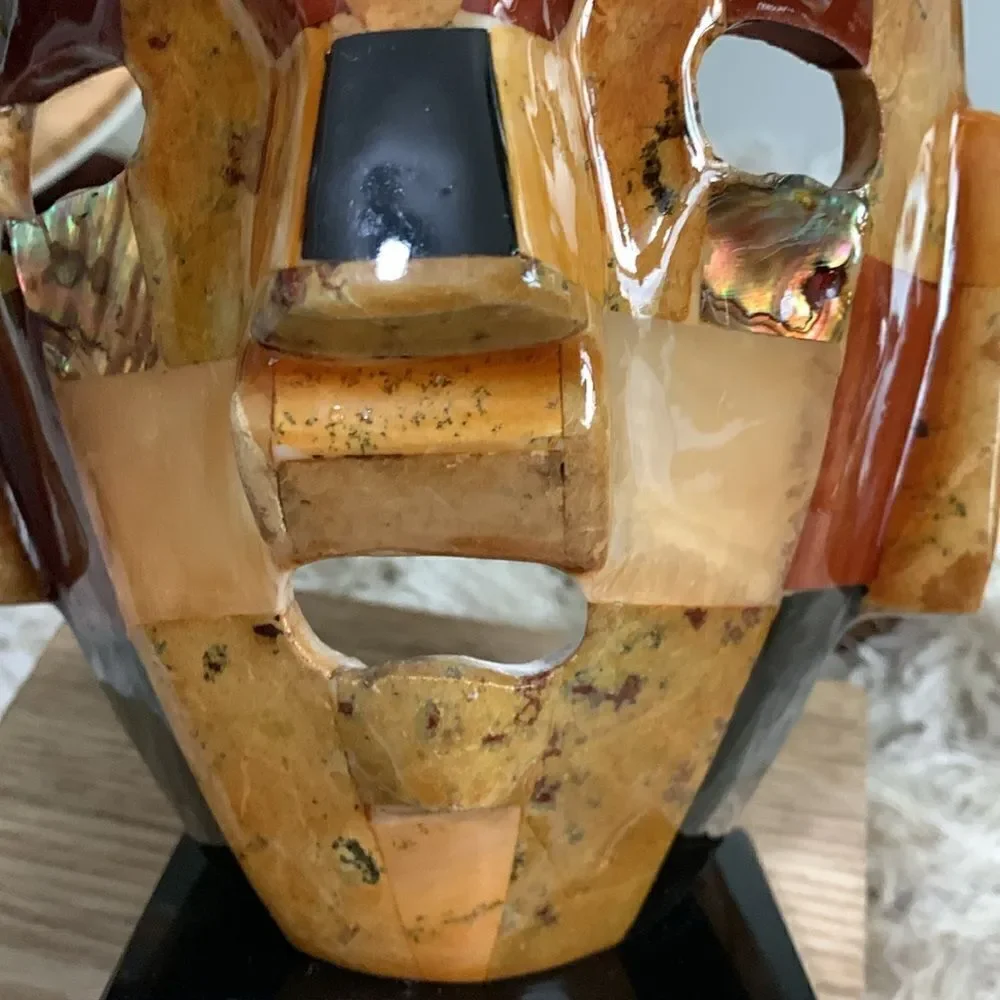 Abalone & Stone Mosaic Decorative  Mask On Base‎